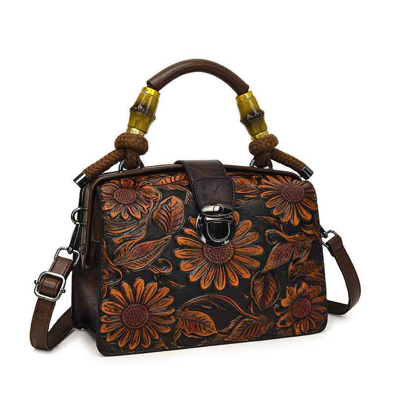 Retro Flower Printed Women's Shoulder/Hand Bag