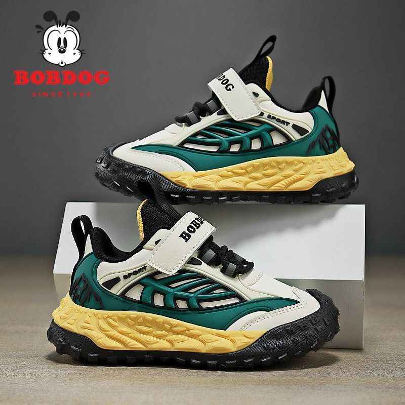 Green/Yellow Bobdog Lightweight Wear-Resistant Soft-Sole Casual Boy's Sneakers (Copy)