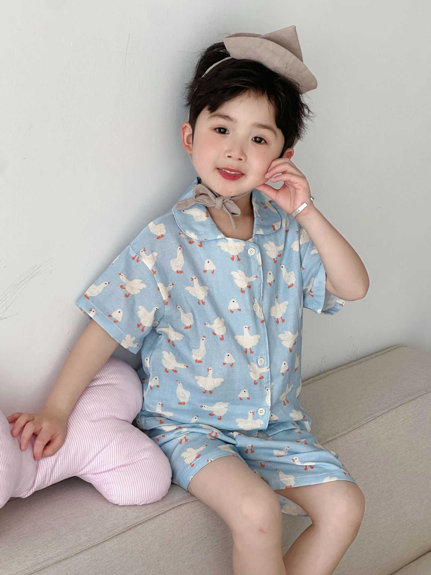 Cotton Children's Short-sleeved Pajama Set