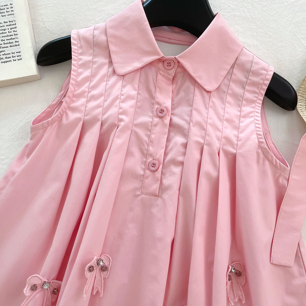 Girls' Sleeveless Pleated Shirt Dress