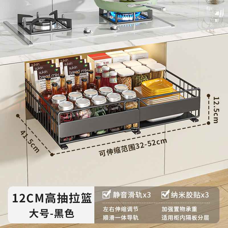 Cabinet pull-out basket pull-out shelf retractable lower sink drawer bottle and jar bowl basket pot cabinet kitchen storage