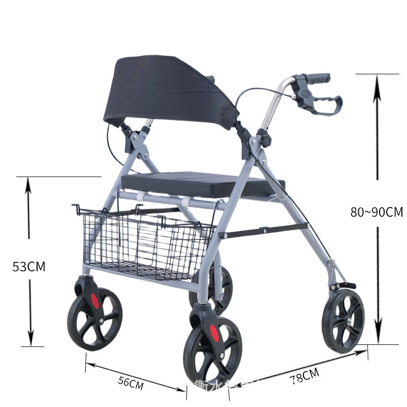 Foldable Elderly Rollator Walker with Seat and Basket - Free Shipping