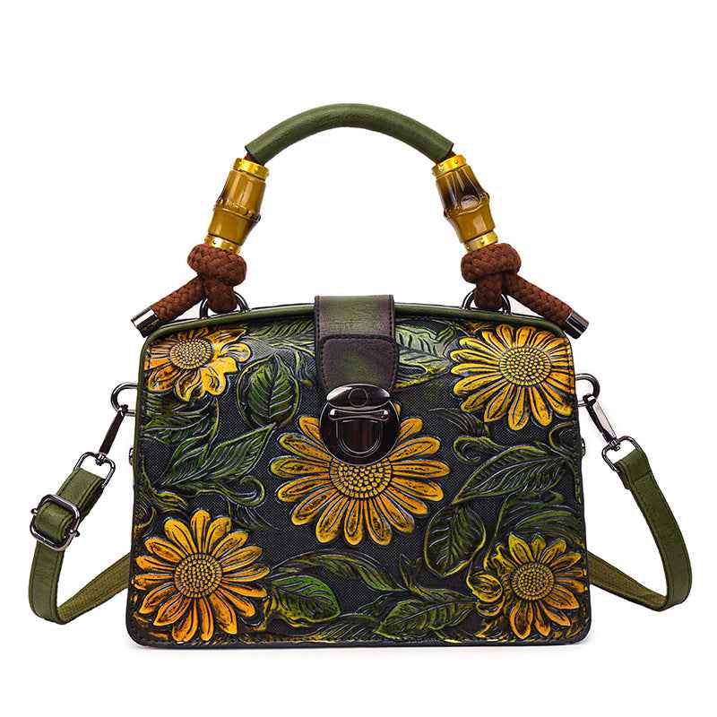 Retro Flower Printed Women's Shoulder/Hand Bag