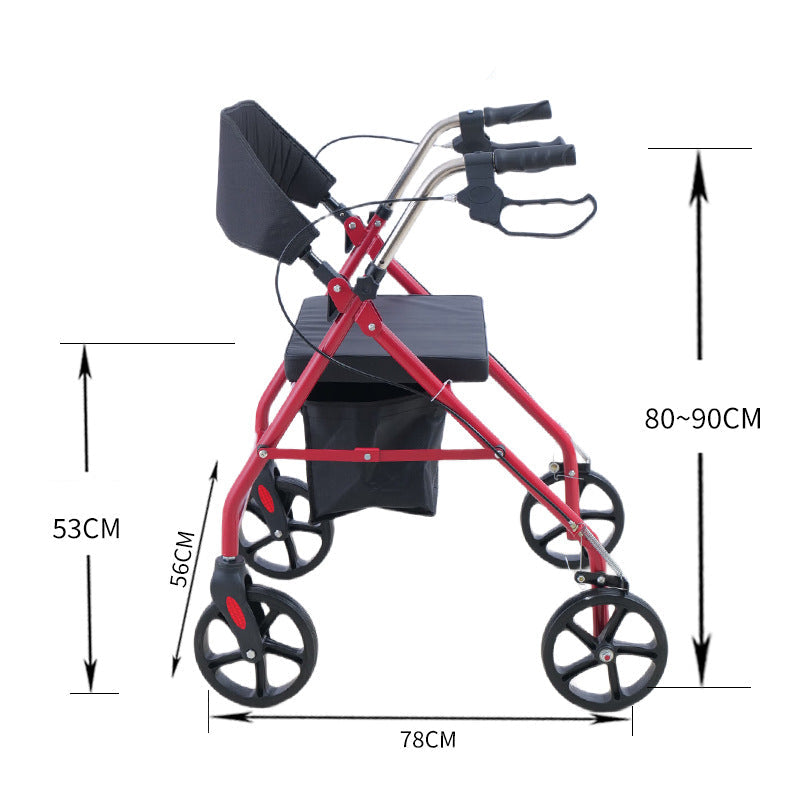 Foldable Elderly Rollator Walker with Seat and Basket - Free Shipping