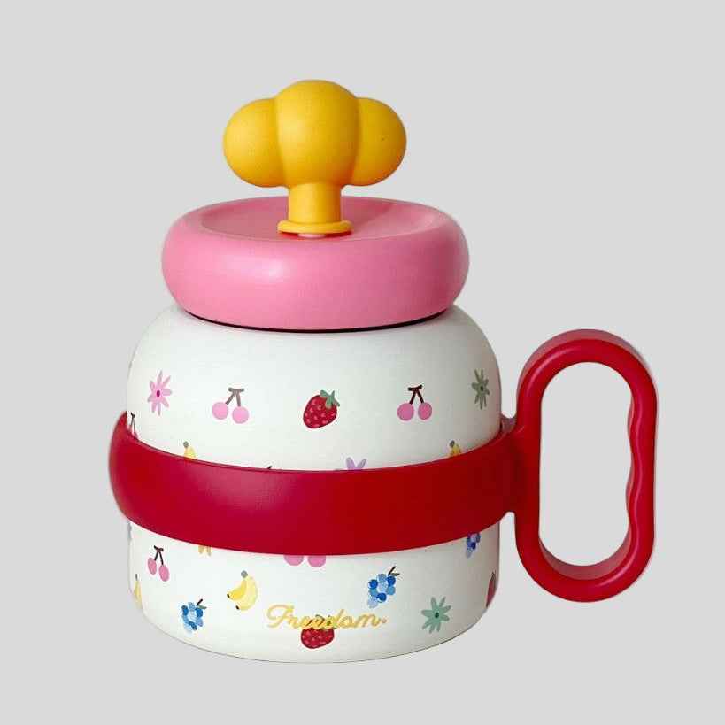 750ml Cupcake Ceramic Liner Stainless Steel Cup with Straw