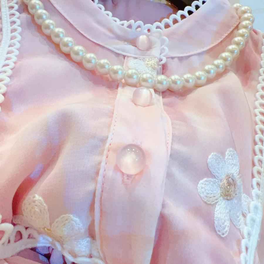 Girls Flying Sleeve Mesh Embroidery Dress