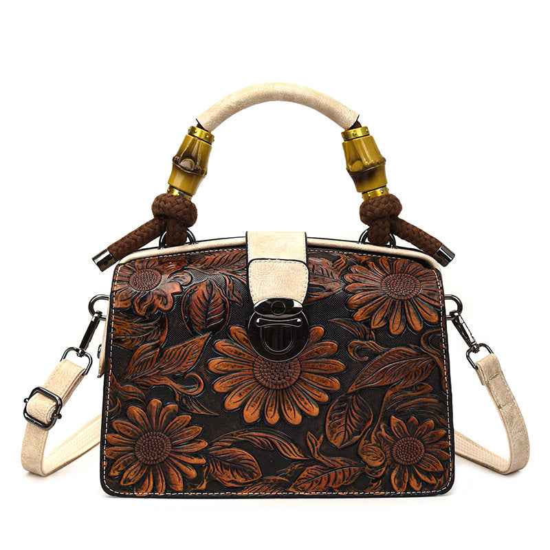 Retro Flower Printed Women's Shoulder/Hand Bag