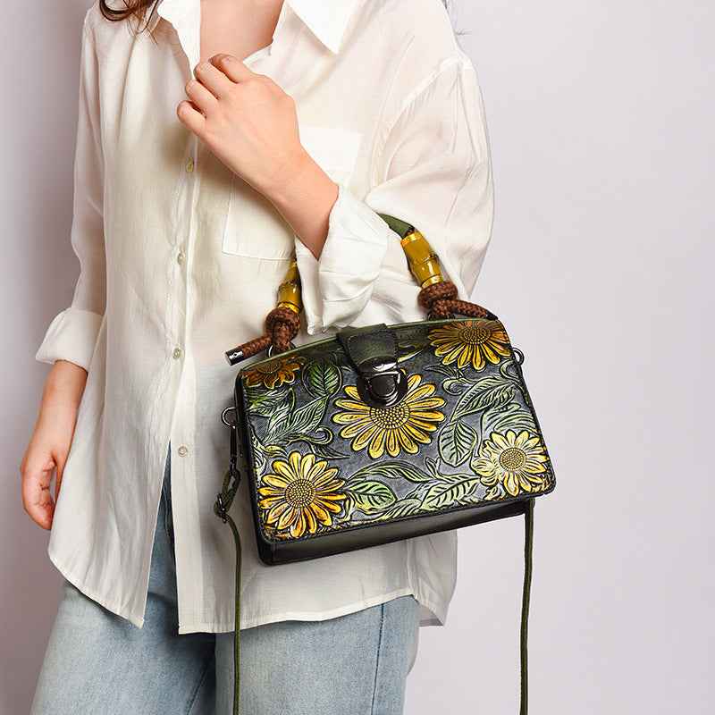 Retro Flower Printed Women's Shoulder/Hand Bag