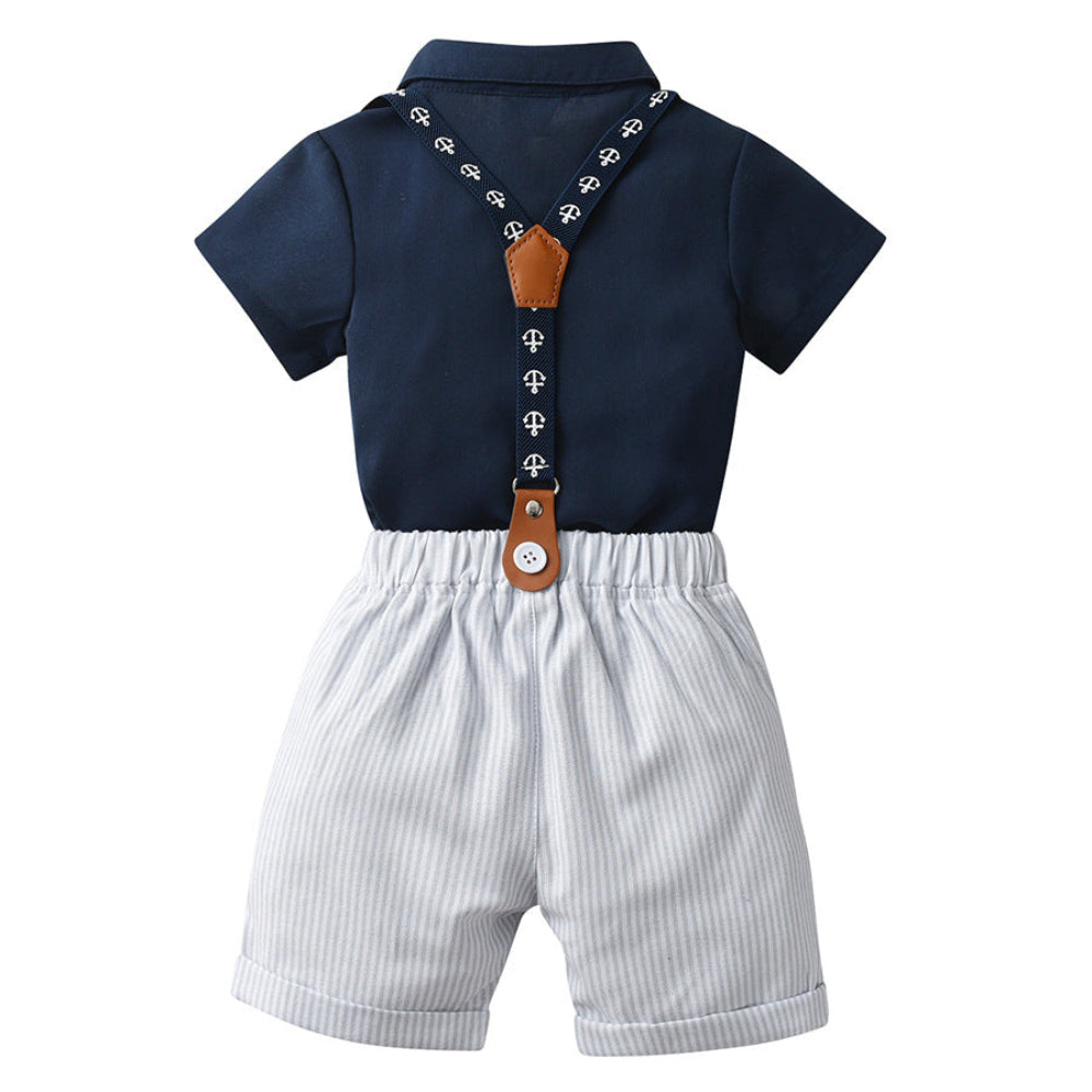 Little Gentleman Nautical Bow Tie & Suspender Outfit Set