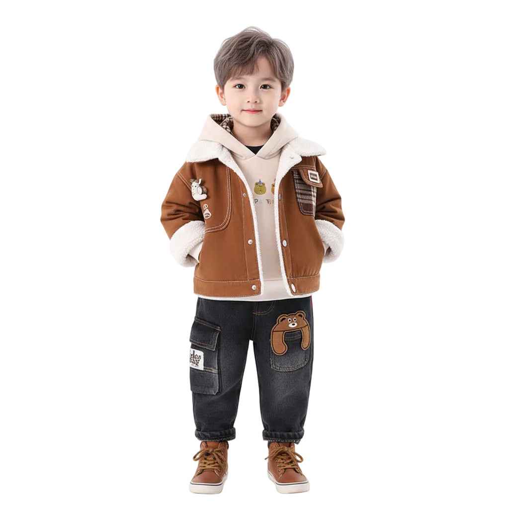 Boy's Honey-Bear Winter Outfit 3Pcs Set