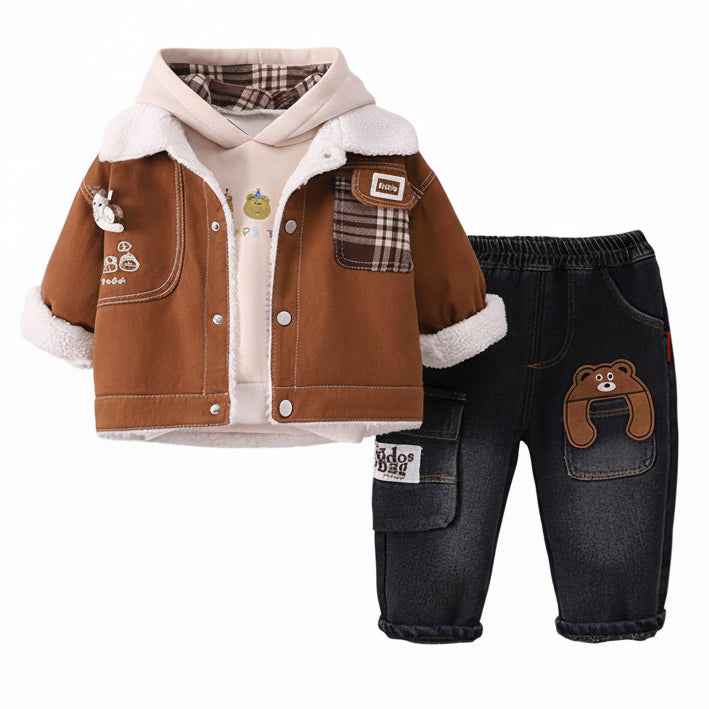 Boy's Honey-Bear Winter Outfit 3Pcs Set