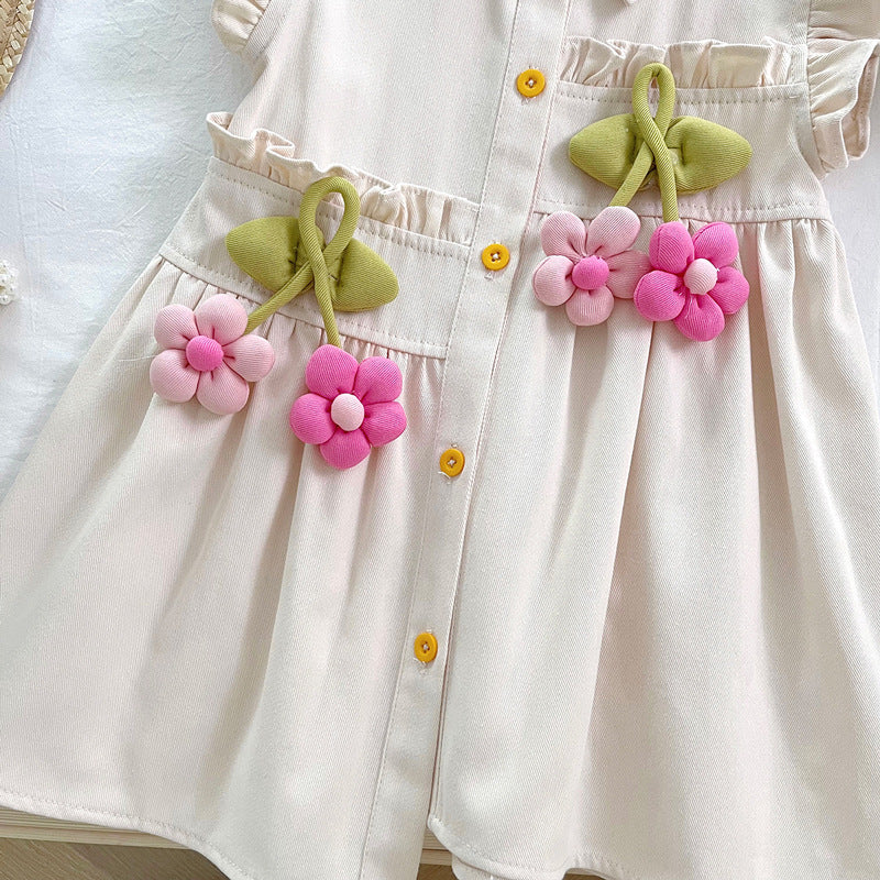 Girls Three-dimensional Flower Dress