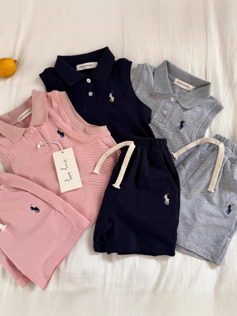 Girls and Boys Vest Polo Sports 2pcs Set
