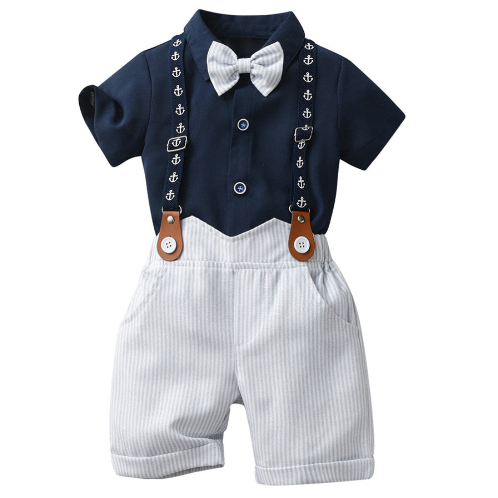 Little Gentleman Nautical Bow Tie & Suspender Outfit Set