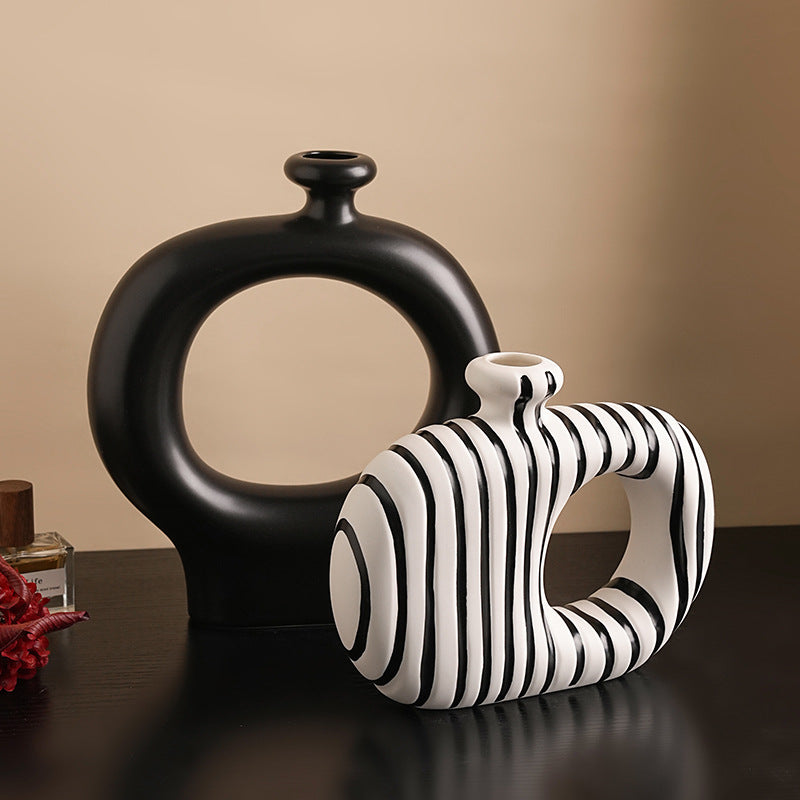 Monochrome Knot Ceramic Vase Home Decor