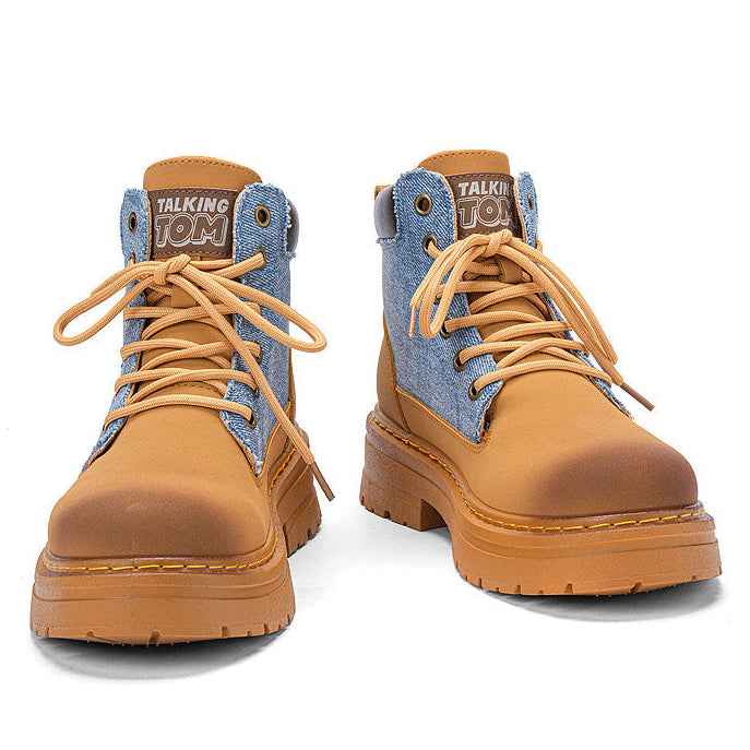 TALKING TOM | High-Top Script Rugged Boots - Khaki