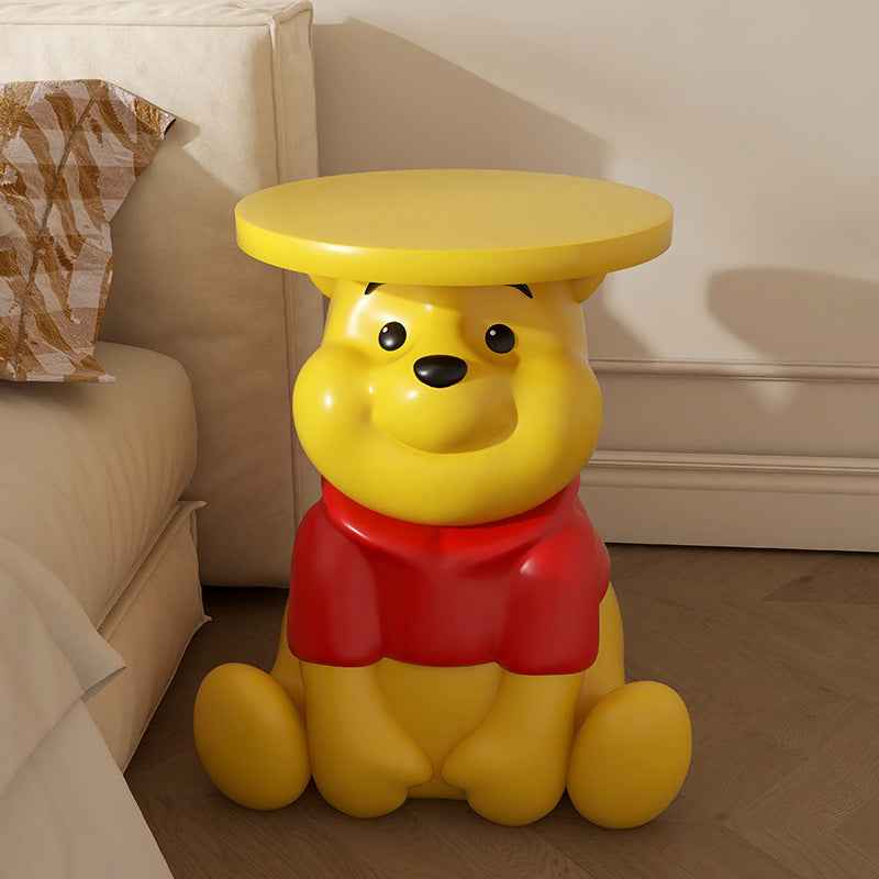 Yellow Pooh cartoon cute floor-to-ceiling ornaments bedside table storage living room sofa creative shelf