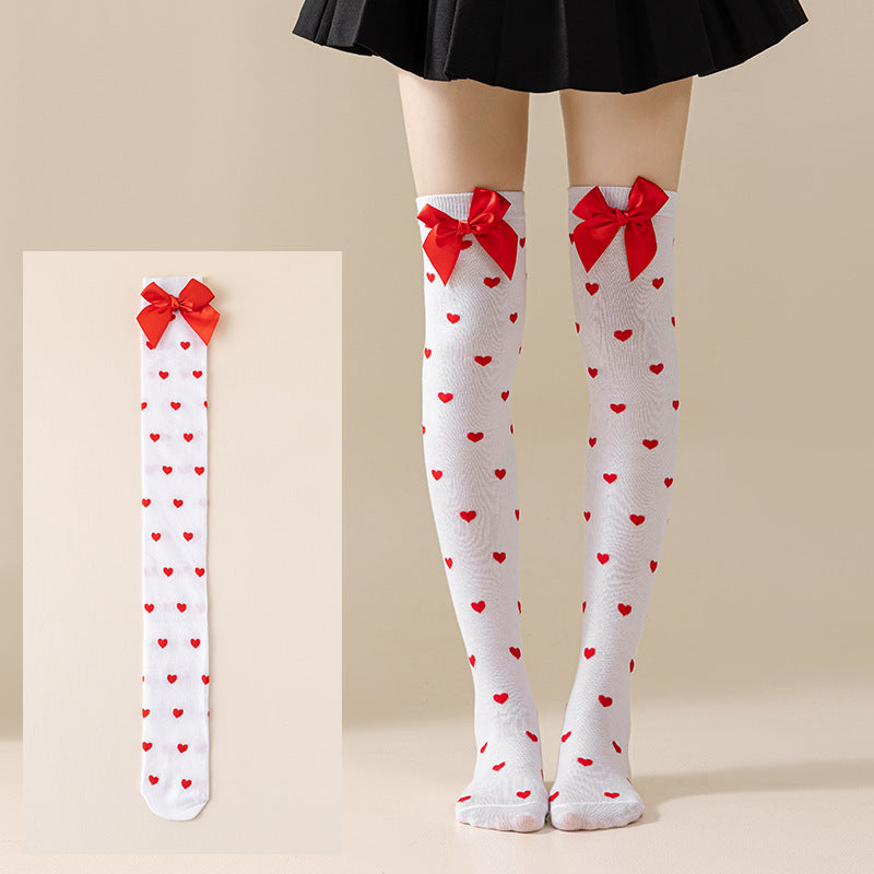 Valentine's Day Thigh-High Stockings with Red Bows