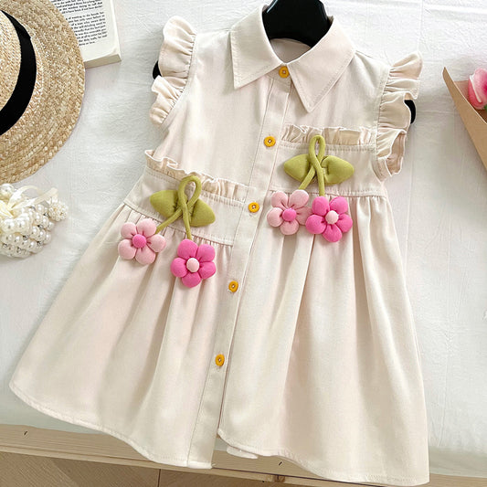 Girls Three-dimensional Flower Dress