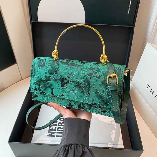 Bags Bag 2025 New Mori Sweet Girl Fashion Lace Butterfly Stylish Shoulder Chain Small Square Bag Trendy