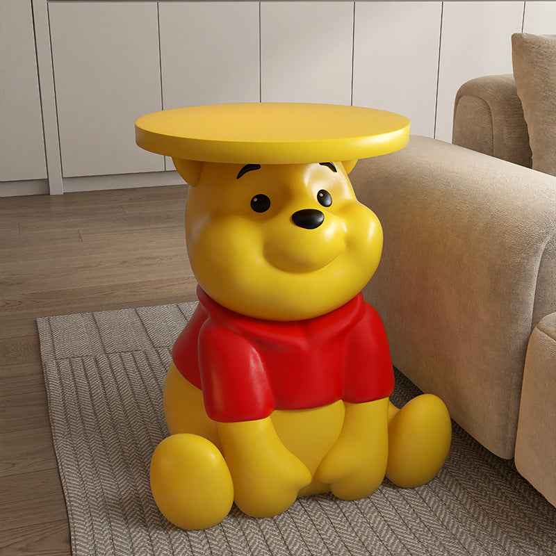 Yellow Pooh cartoon cute floor-to-ceiling ornaments bedside table storage living room sofa creative shelf