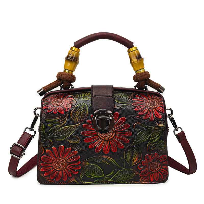Retro Flower Printed Women's Shoulder/Hand Bag