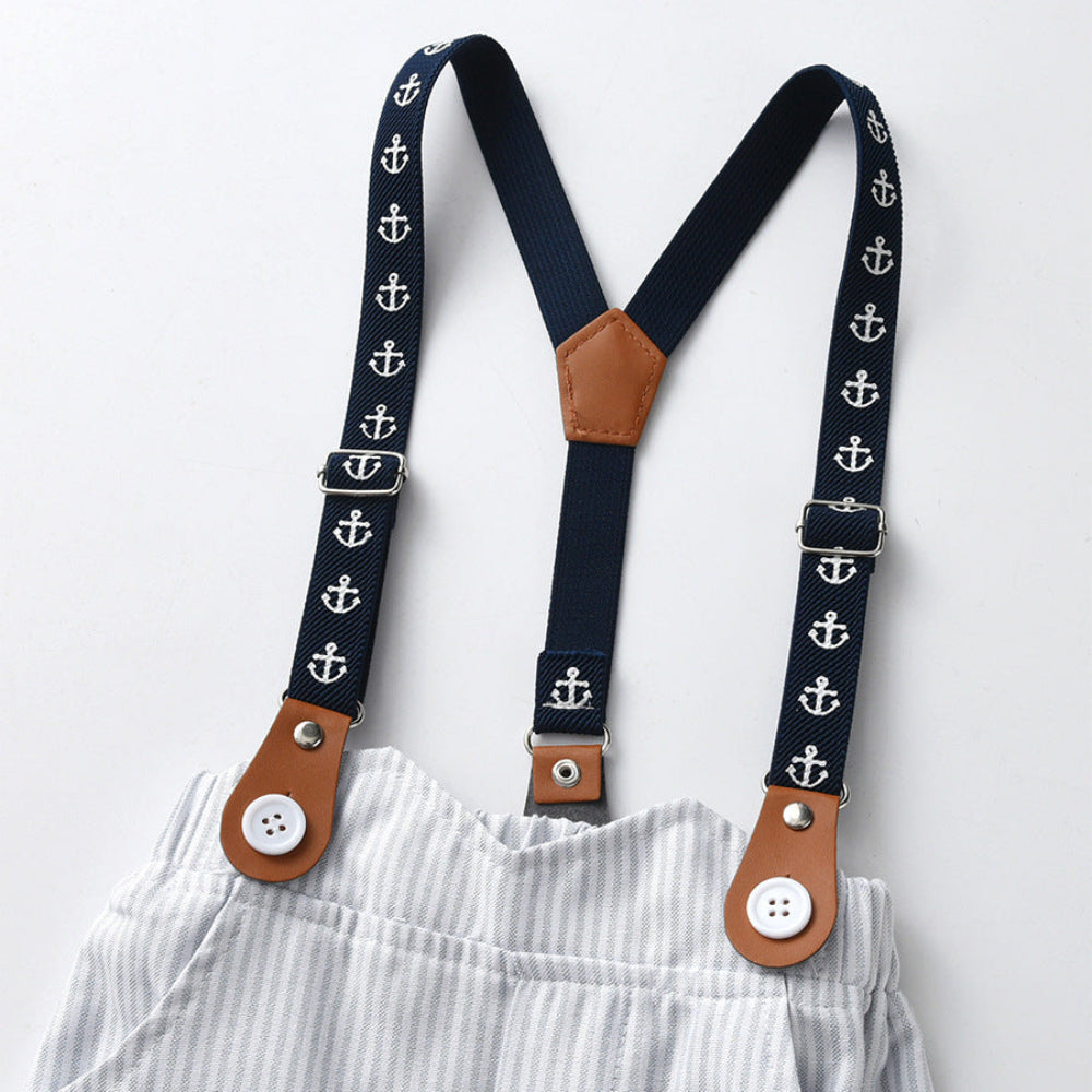 Little Gentleman Nautical Bow Tie & Suspender Outfit Set