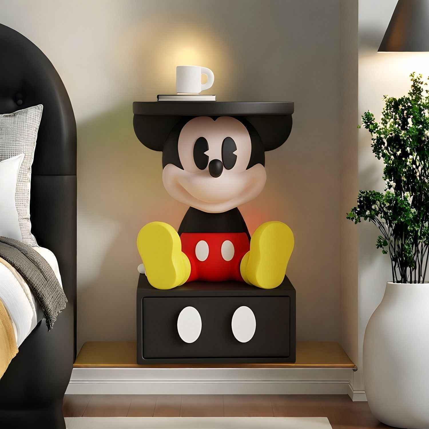 Mickey Bedside Table Bedroom Creative Children's Small Cartoon Side Table Cabinet Coffee Table Ornaments Cute Boy Storage Rack (Copy)