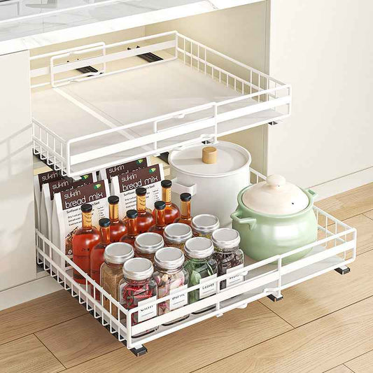 Cabinet pull-out basket pull-out shelf retractable lower sink drawer bottle and jar bowl basket pot cabinet kitchen storage