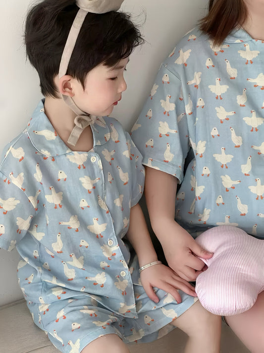 Cotton Children's Short-sleeved Pajama Set