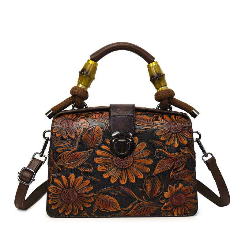 Retro Flower Printed Women's Shoulder/Hand Bag