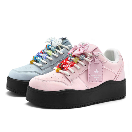 Crayon Shin-Chan Collaboration Mismatched Pastel Platform Sneakers
