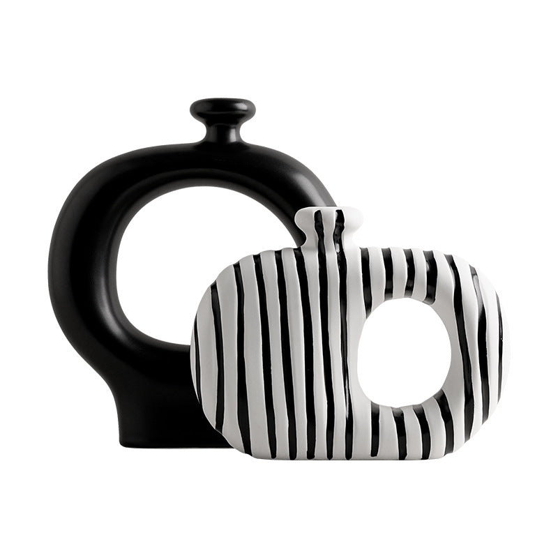 Monochrome Knot Ceramic Vase Home Decor