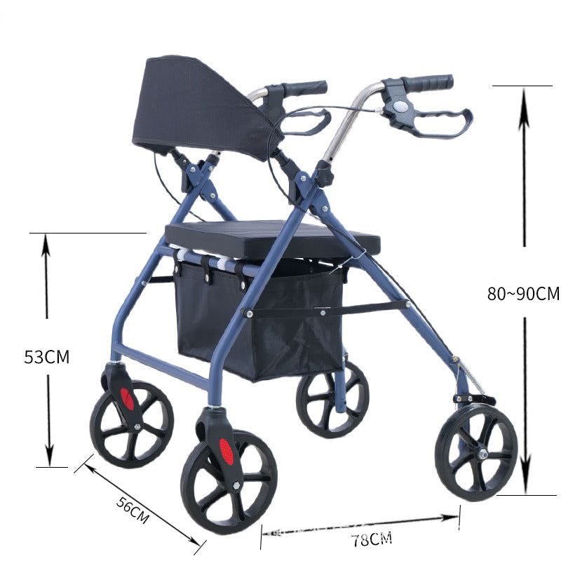 Foldable Elderly Rollator Walker with Seat and Basket - Free Shipping