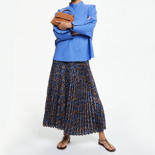 CHCH Women's Casual Waist Pleated Long Skirt