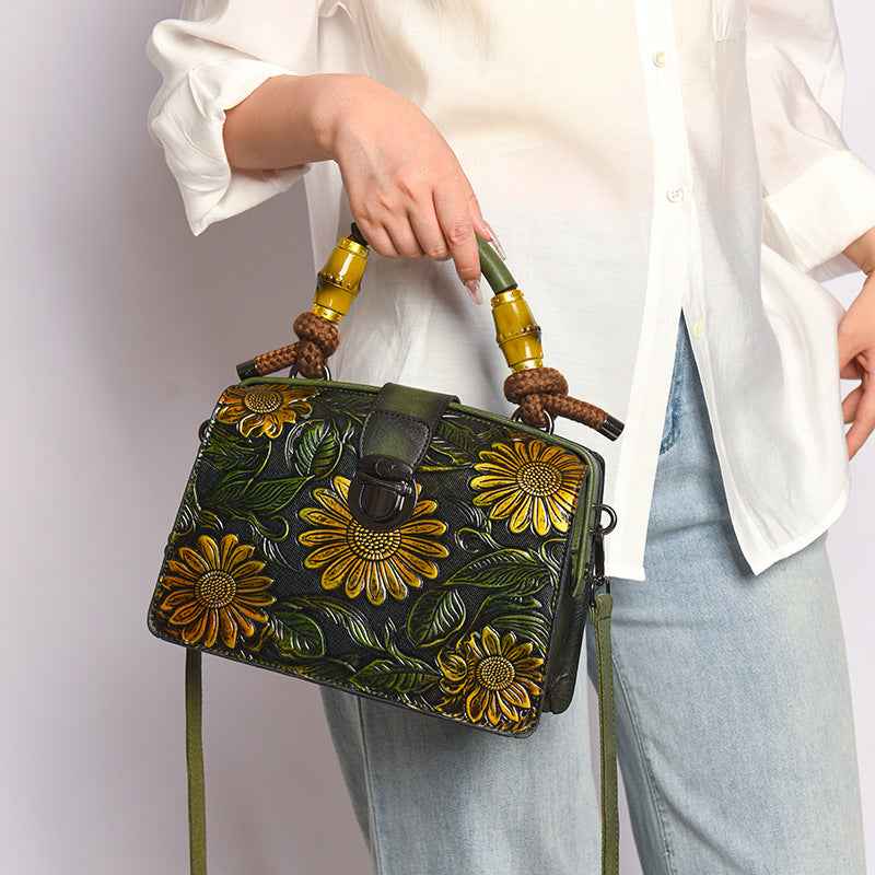 Retro Flower Printed Women's Shoulder/Hand Bag