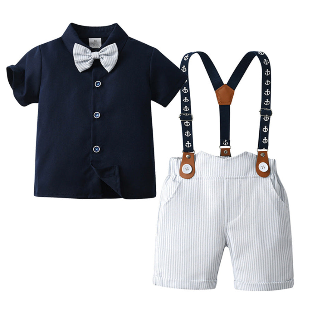Little Gentleman Nautical Bow Tie & Suspender Outfit Set