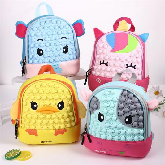 Cute Animal Pop It Fidget Silicone Kids Backpack