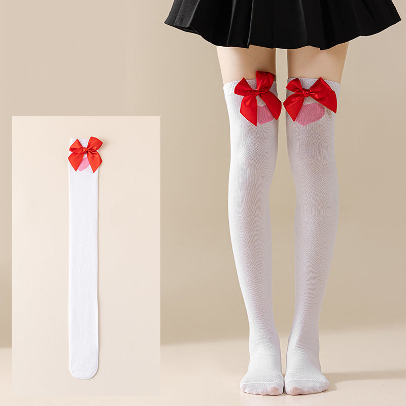 Valentine's Day Thigh-High Stockings with Red Bows
