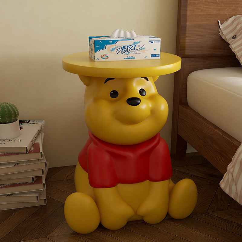 Yellow Pooh cartoon cute floor-to-ceiling ornaments bedside table storage living room sofa creative shelf