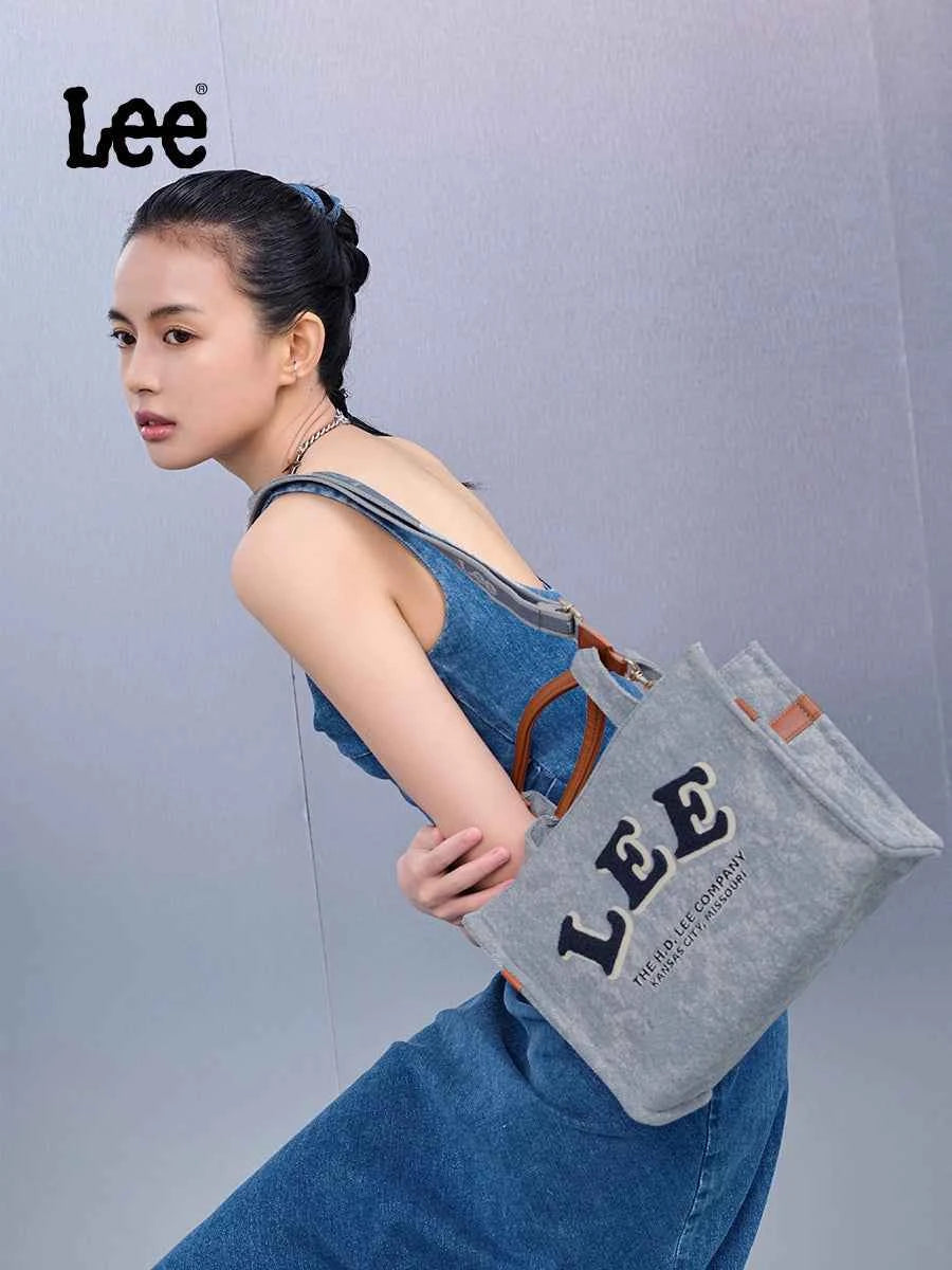 Lee official crossbody bag girls fashion versatile casual denim tote bag commuter shoulder bag work tote bag