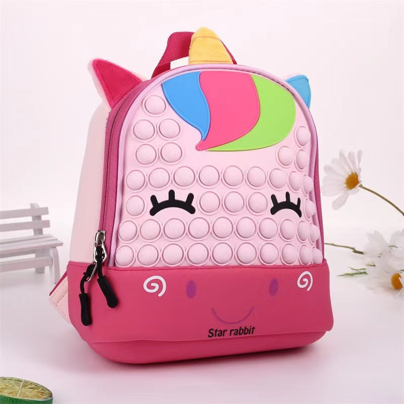 Cute Animal Pop It Fidget Silicone Kids Backpack