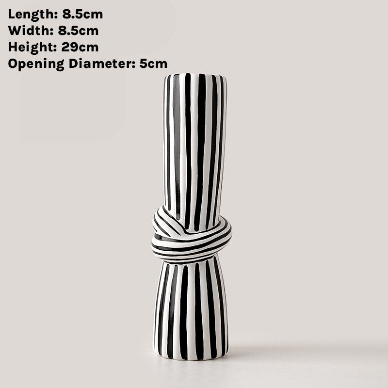 Monochrome Knot Ceramic Vase Home Decor