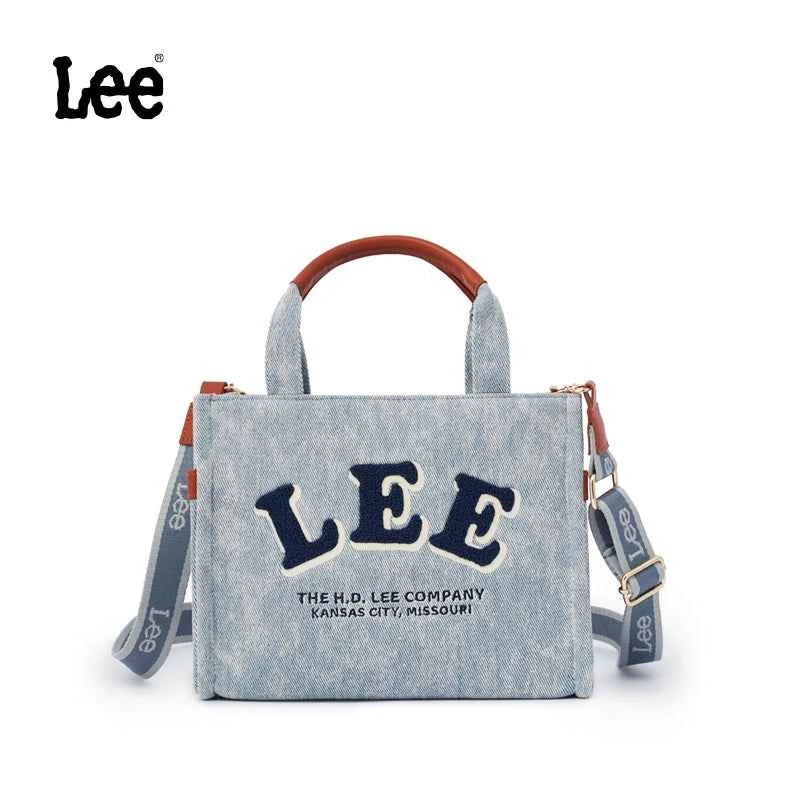 Lee official crossbody bag girls fashion versatile casual denim tote bag commuter shoulder bag work tote bag