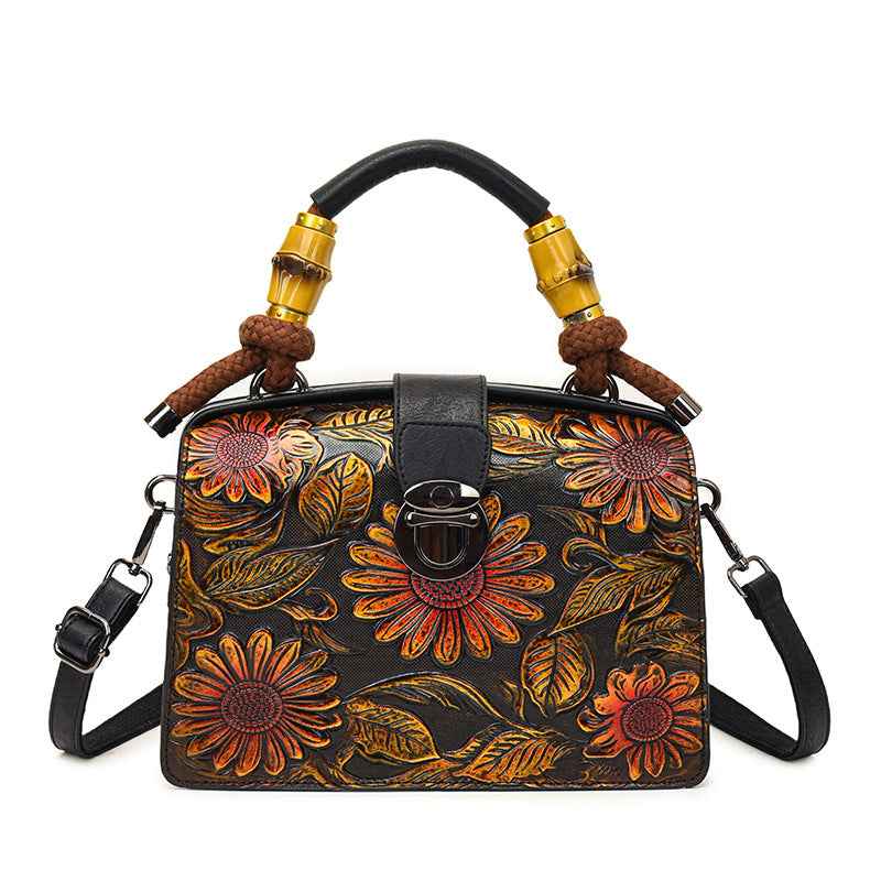 Retro Flower Printed Women's Shoulder/Hand Bag