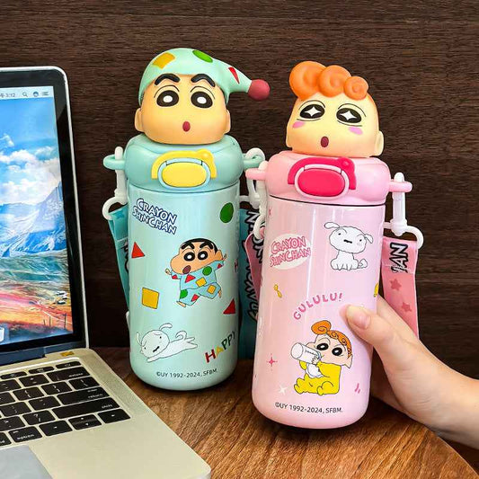 Cute Crayon Shin New Cup Thermos Cup Women's 2024 New Suction Cup Students School Special Portable Cup