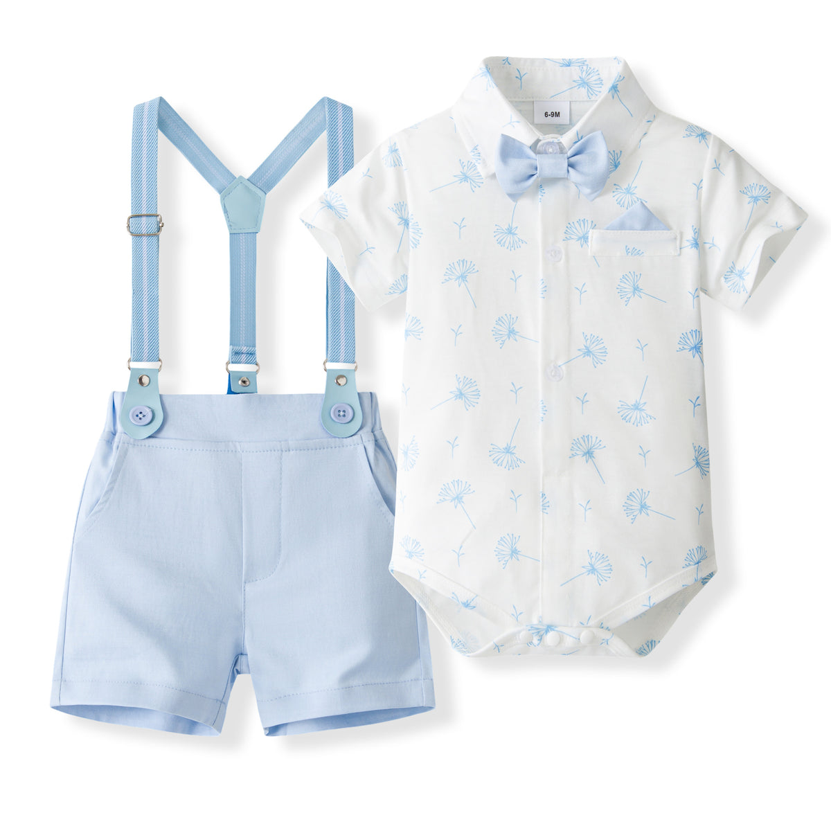 Boys' New Summer Party 3-Piece Suspenders & Shorts Set