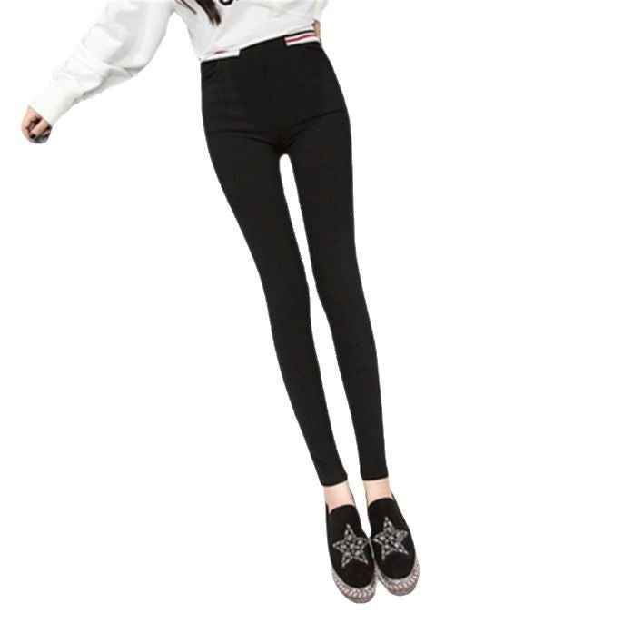 New product spring and autumn Korean version new high-waisted color strip outer leggings women's slim body stretch small foot pencil pants manufacturer batch