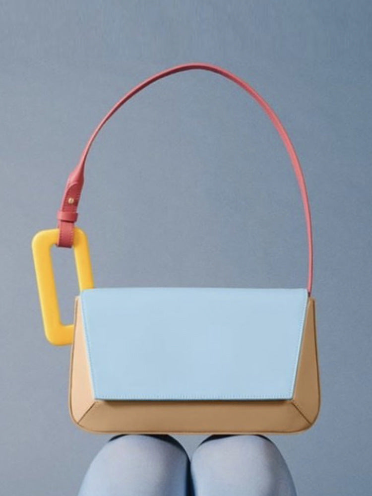 Women's Patchwork Color-Block Shoulder Bag