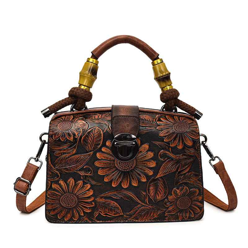 Retro Flower Printed Women's Shoulder/Hand Bag